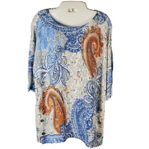 🦋 Chico’s Paisley Quarter Sleeve Knit Top Size 0 / S